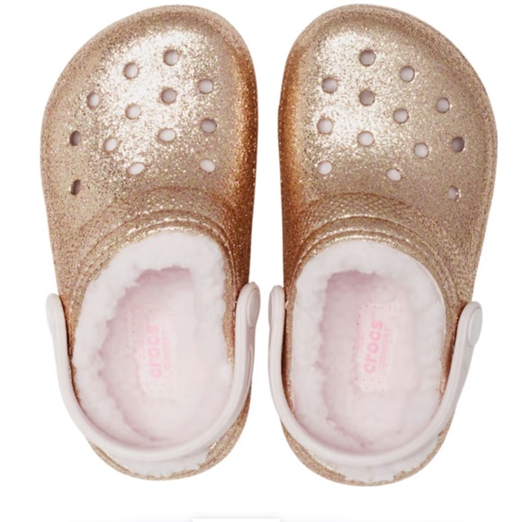 CROCS | Shoes | Nwt Kids Crocs Gold Glitter Classic Lined Clog Size
